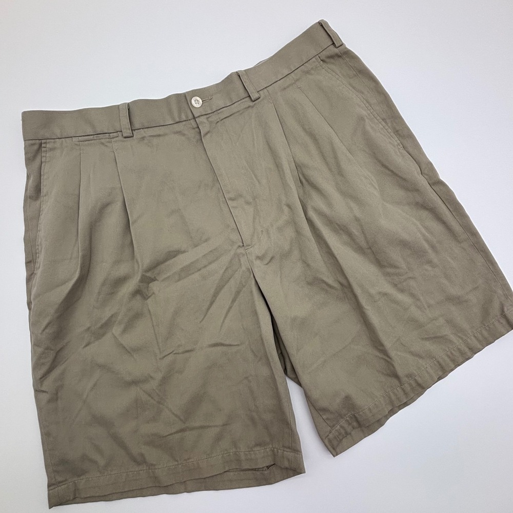 PING Men's Khaki Pleated Golf Shorts‎ Size 40 Cotton Polyester Blend Casual
